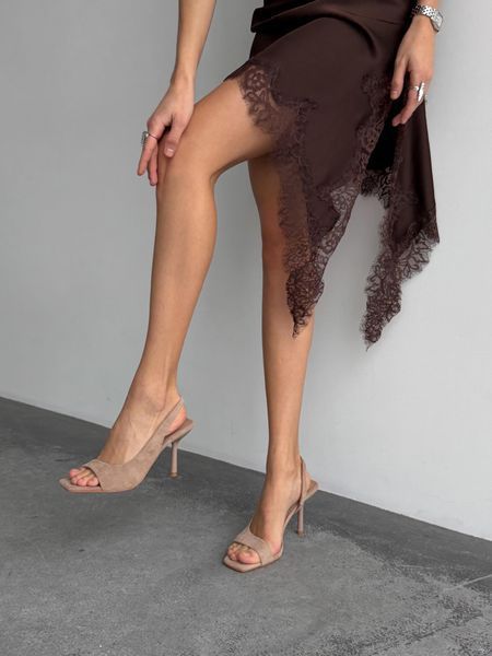 Босоніжки на каблуку бежеві екозамша 1156940 фото