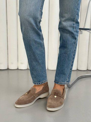Лофери жіночі замшеві шоколадного кольору 3609-3/36 фото